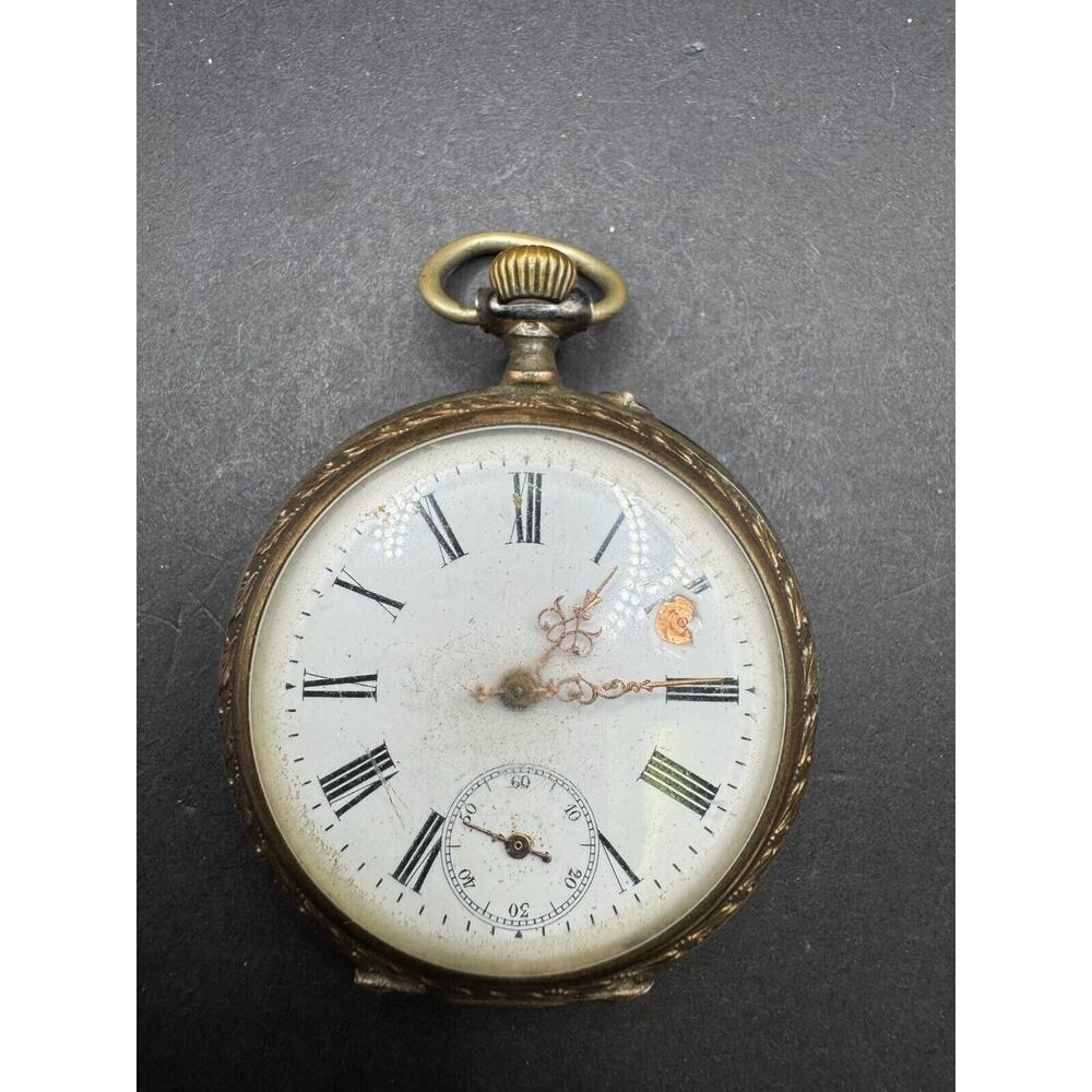 Vintage 1900's Galonne 0.800 Silver Pocket Watch White Dial Fancy Hands